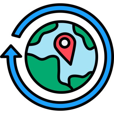 GPS konum renk ikonu vektörü. Küresel GPS konumlama işareti. izole edilmiş sembol çizimi