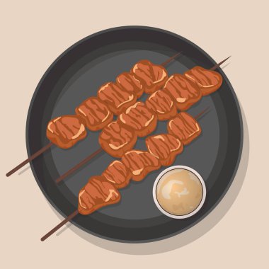 Vektör tasarımında lezzetli satay çizimi