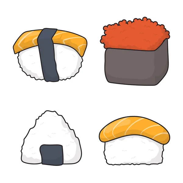 Illustrazione Vettoriale Giapponese Del Sushi Disegnato Mano — Vettoriale Stock