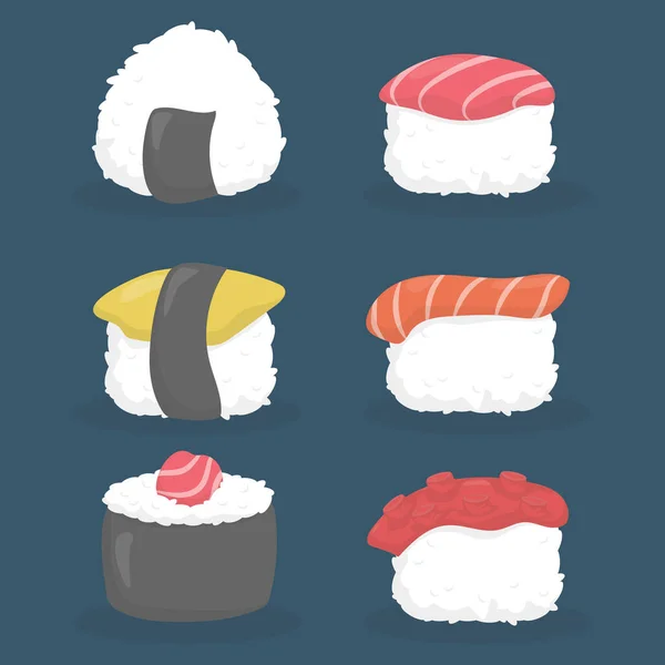 Dibujado Mano Sushi Japonés Vector Alimentos Ilustración — Vector de stock