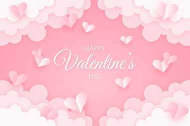 Valentines day background with heart in paper cut design