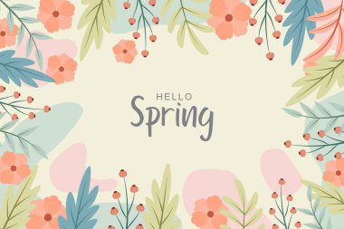 Beautiful spring background with hand drawn flowers