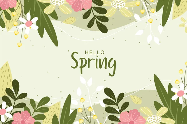 Beautiful Spring Background Hand Drawn Flowers — Image vectorielle