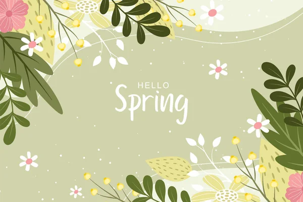 Beautiful Spring Background Hand Drawn Flowers — Image vectorielle