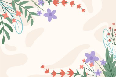 Beautiful spring background with hand drawn flowers