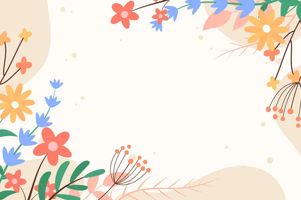 Vacker Vår Bakgrund Med Handritade Blommor — Stock vektor