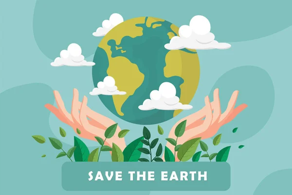 Αφίσα Πανό Happy Earth Εικονογράφηση Διανύσματος Και Γράμματα — Διανυσματικό Αρχείο