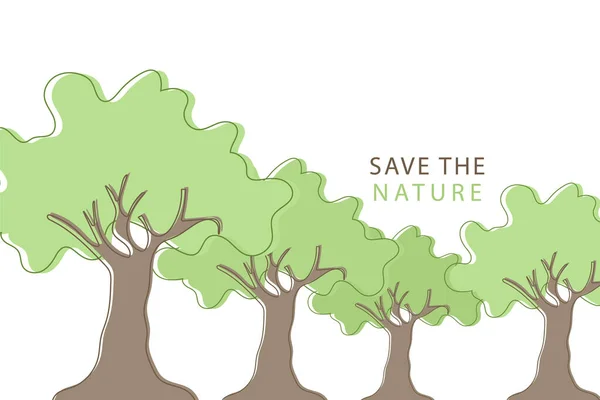 Διάνυσμα Απεικόνιση Των Επενδεδυμένων Δέντρων Σώσε Φύση Χαρούμενη Ημέρα Της — Διανυσματικό Αρχείο