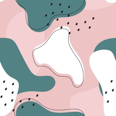 Kusursuz renksiz Memphis desen tasarım vektörü. Düzensiz şekil tasarımı.