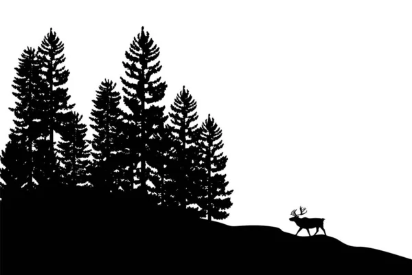 Baumsilhouette Hintergrund Mit Großen Und Kleinen Bäumen Illustration Der Waldsilhouette — Stockvektor