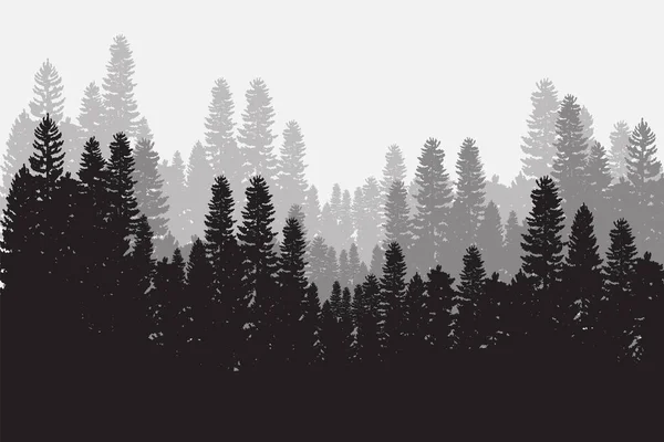 Дерево Силуэт Фон Высокими Маленькими Деревьями Иллюстрация Силуэта Леса — стоковый вектор