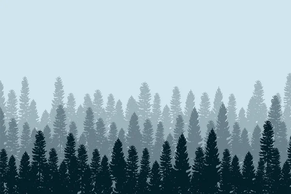 Fondo Silueta Árbol Con Árboles Altos Pequeños Silueta Forestal Ilustración — Vector de stock