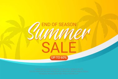 Tropikal bitkilerle yaz satışı şablonu