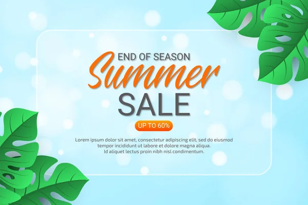 Summer Sale Template Background Tropical Plants — Stock Vector