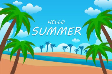 Tropikal yapraklı yaz arkaplan vektörü tasarımı