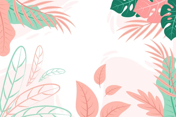 熱帯の葉を持つ夏の背景ベクトルデザイン — ストックベクタ