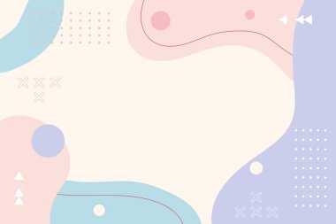 Çeşitli memphis şekilleri ve elementlerin el çizimi soyut arkaplanı