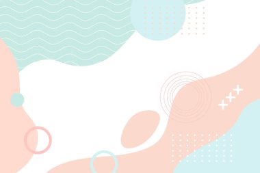 Çeşitli memphis şekilleri ve elementlerin el çizimi soyut arkaplanı