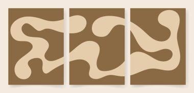 Soyut posterler asıldı. Çağdaş Matisse organik şekiller dekoratif elementler. Vektör resim baskısı, duvar dekorasyonu.