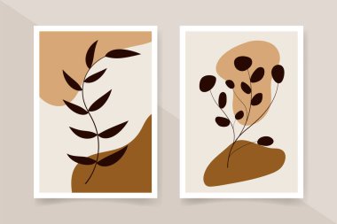 Düz tasarımda soyut el çizimi duvar sanatı. Vektör resim baskısı, duvar dekorasyonu.