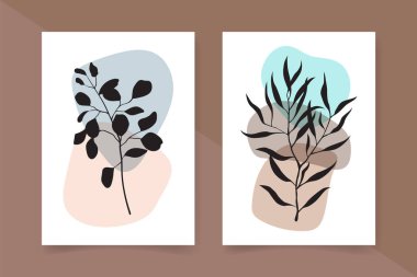 Düz tasarımda soyut el çizimi duvar sanatı. Vektör resim baskısı, duvar dekorasyonu.