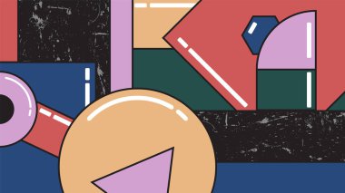 Kalın estetik retro vintage arka plan. Soyut geometrik şekillerin vektör illüstrasyonu.