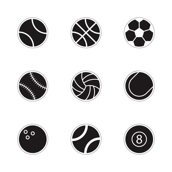 球图标设置 运动球图标 球矢量艺术 — 图库矢量图片