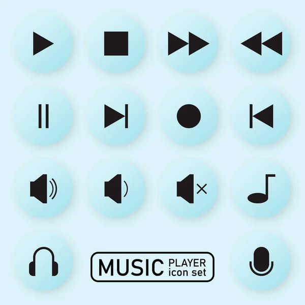 Ensemble Vectoriel Icône Lecteur Multimédia Vidéo Contrôle Audio Musique Multimédia — Image vectorielle