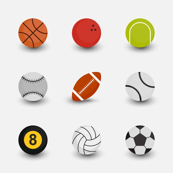 Ball Icon Gesetzt Sportball Ikone Kugelvektorkunst — Stockvektor