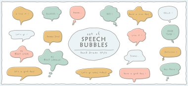 El çizimi basit konuşma balonu çerçeve koleksiyonu