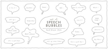 El çizimi basit konuşma balonu çerçeve koleksiyonu