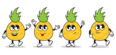 Eğlenceli ananas çizgi film karakterleri koleksiyonu. Sevimli ananas karakteri..