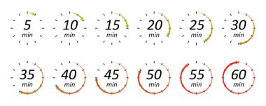 Okları işaret eden kronometre sayaçları kümesi