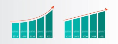 Düz stil içinde büyüyen çubuk grafik vektör çizimi seti