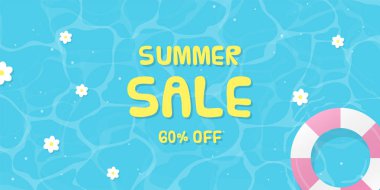 Hayat şamandırası ve çiçekli parlak yaz pankartı.