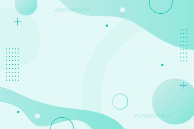 Modern organik şekillere ve memphis elementleri vektörüne sahip minimalist soyut deniz mavisi arkaplanı