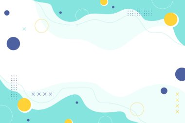 Organik şekilli ve parlak mavi tonlar vektörlü oyuncu soyut memphis tarzı arkaplan