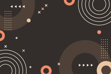 Koyu kahverengi üzerinde daireler ve geometrik şekiller olan soyut arka plan