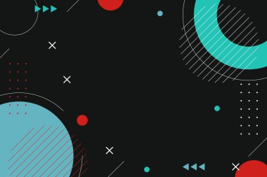 Siyahın üzerinde geometrik şekiller olan fütürist soyut arkaplan