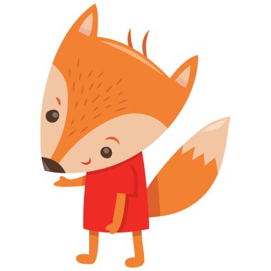 A cartoon vector illustration of a cute orange standing fox.