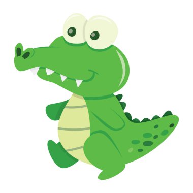 A cartoon vector illustration of cute baby crocodile.