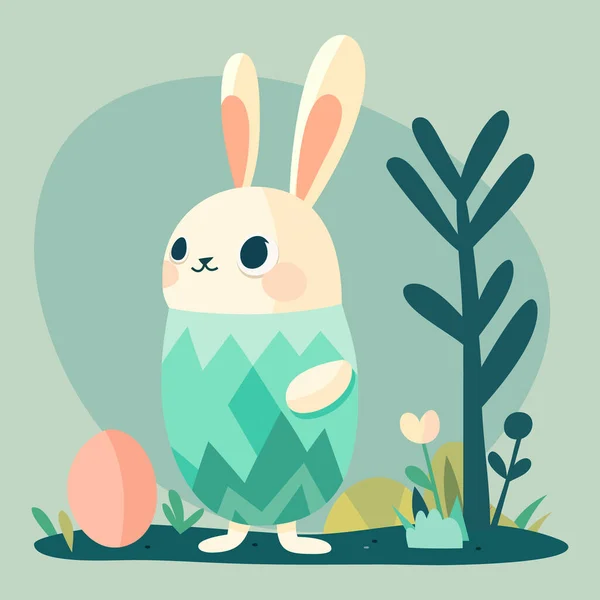 异想天开的花园中的复活节兔子的卡通图形 — 图库矢量图片