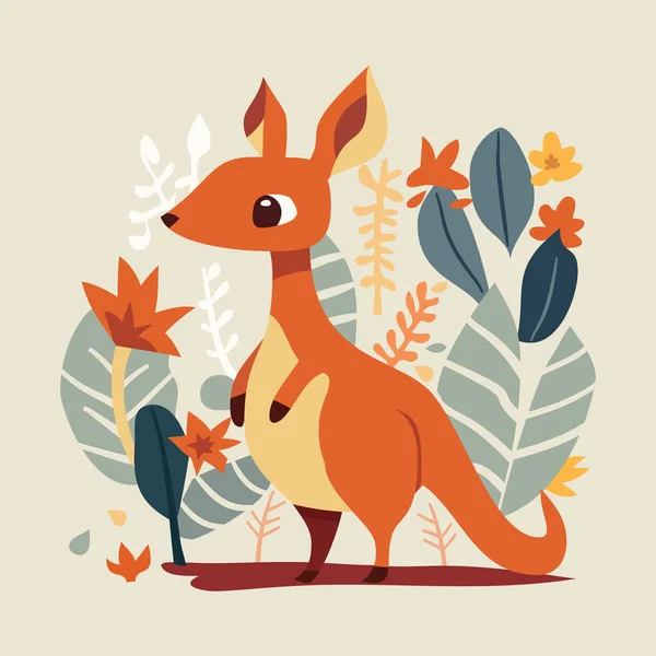 Cartoon Vector Illustration Cute Kangaroo — Stock Vector