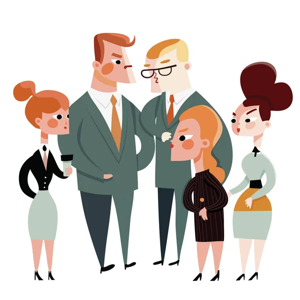Cartoon Vektor Illustration Einer Gruppe Von Büroangestellten Anzügen — Stockvektor