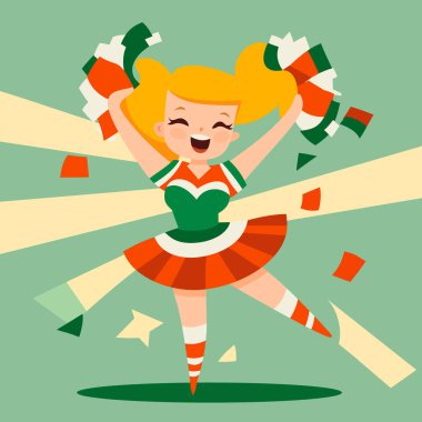 Şirin, mutlu, sarışın amigo kızın çizgi film çizimi..