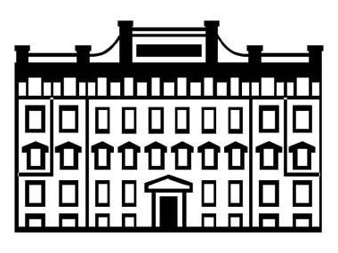 Aile evi, iş yeri ve fabrika binası. El çizimi çizgi film vektör illüstrasyonu.