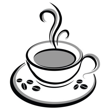 Buharda pişen kahve ikonu. Bir fincan çay sıcak içecek sembolü. Kahve dükkanı ikonu. Düz Stil Vektör İllüstrasyonu. Web Tasarımı veya Gıda Uygulaması için Özet Sembolü