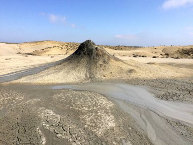 Active mud volcano in Azerbaijan. Absheron Peninsula. Crater of the mud volcano. Gobustan National Park. clipart