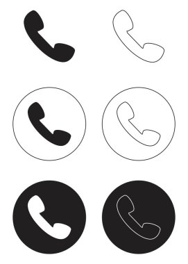 Telefon simgesi ayarlandı. Çağrı kodu. Beyaz arkaplanda vektör simgesinin düz çizimi.