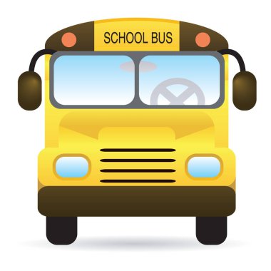 Okul otobüsü manzarası. Beyaz arkaplanda vektör ortamı izole edildi.